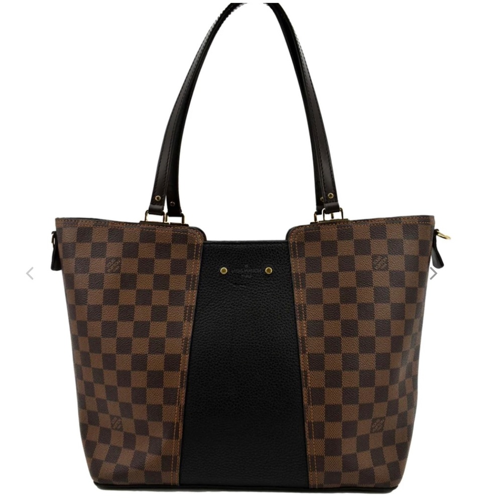 Authentic Louis Vuitton Jersey Zip Tote Crossbody Handbag Damier Ebene Leather